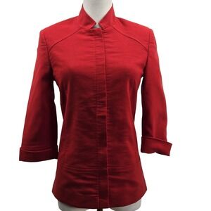 PORTSAID Blazer Womens XS Red 100% Polyester‎ Lined Tailored 3/4 Sleeve Jacket